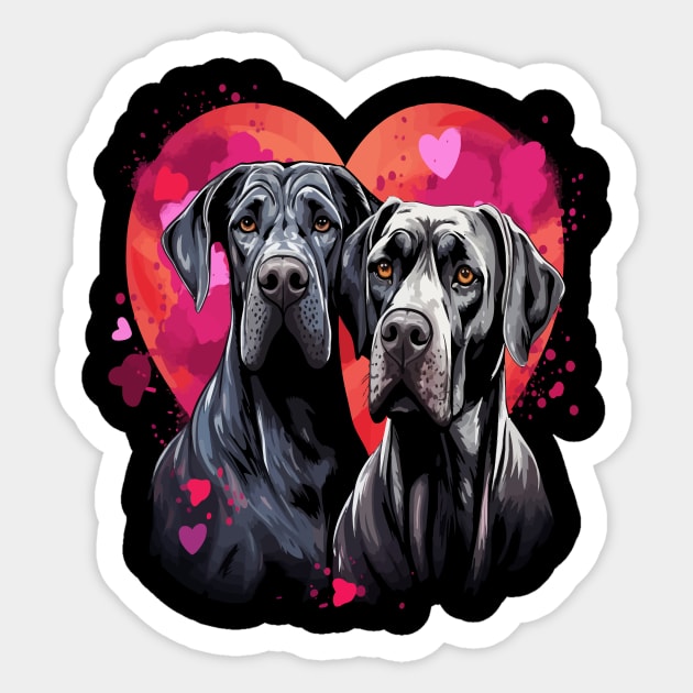 Great Dane Couple Valentine Sticker by JH Mart